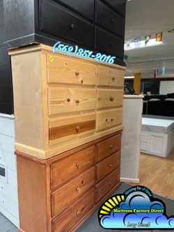 Six drawer natural pinewood cajonera cómoda mueble