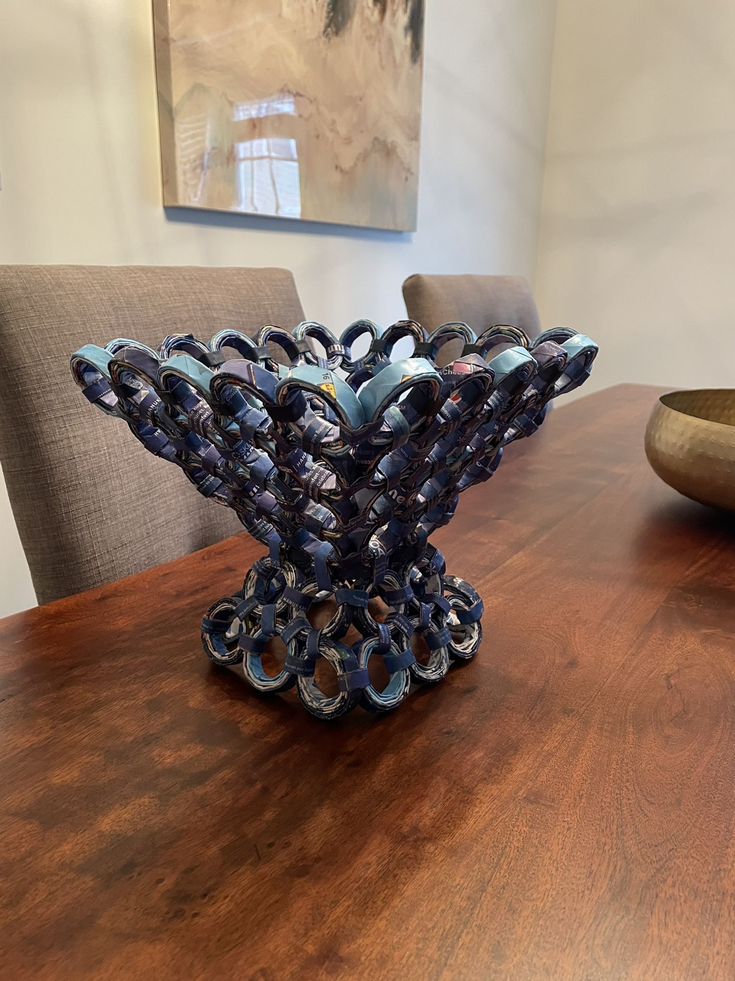 Handmade Decorative Basket from Recycled Paper