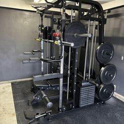 Smith Machine 300 | Adjustable Bench | 245lb Cast Iron Olympic Weights | 7ft Olympic Bar | Fitness | Gym Equipment | FREE DELIVERY/INSTALLTION 🚚 