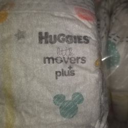 New Huggies 5T Movers Plus Diapers - Opened Package