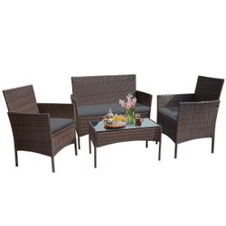 New -New -4 - Person Patio Conversation Set with Cushions Outdoor Furniture