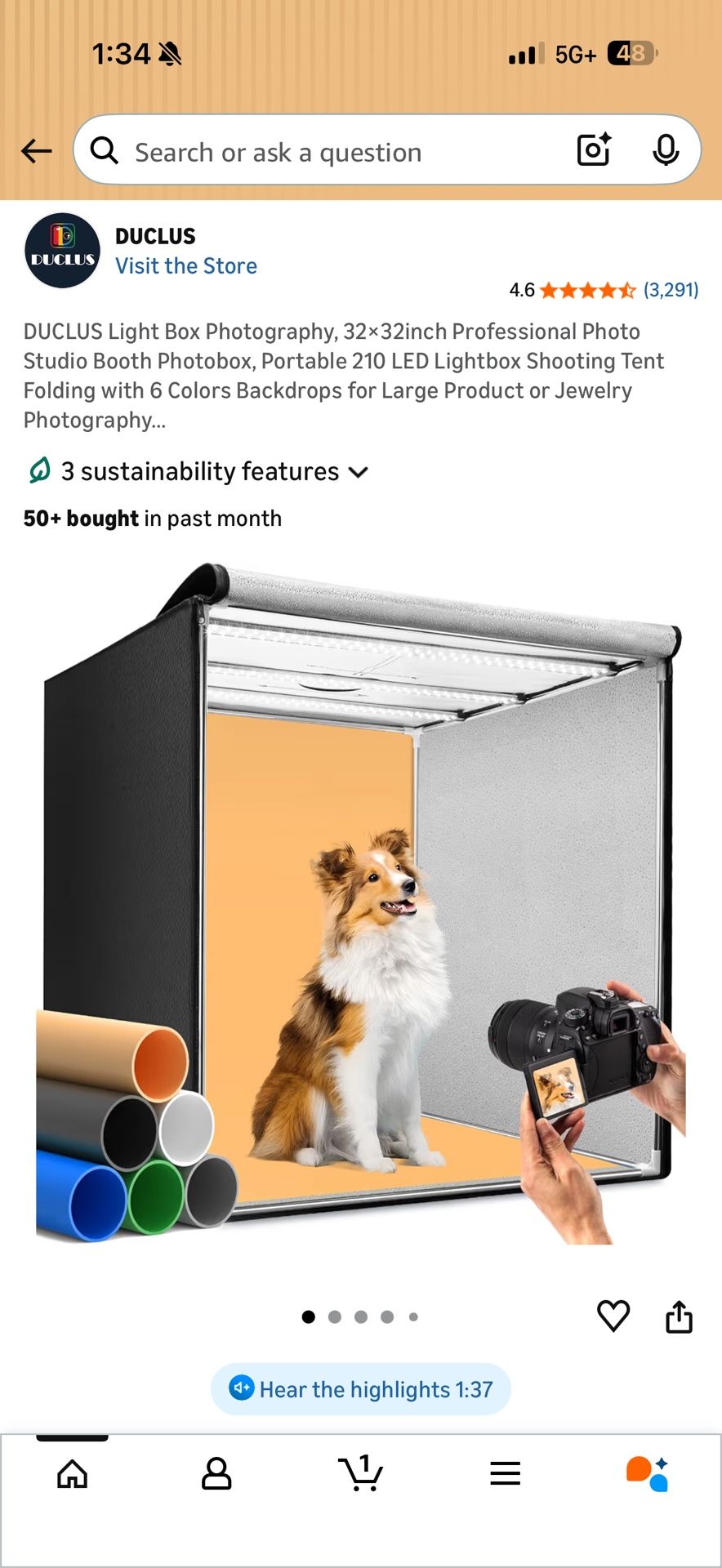 DUCLUS Light Box Photography, 32×32inch Professional Photo Studio Booth Photobox, Portable 210 LED Lightbox Shooting Tent Folding with 6 Colors Backdr