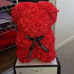 rose flower teddy bear