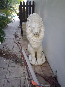 2  Concrete Large Tall.lions Garden Sculptures