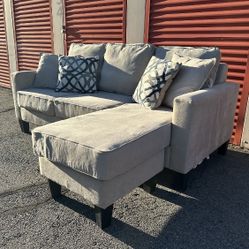 Light Beige Reversible Sectional Sofa