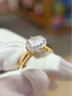 New 18K Gold plated S925 2ct CushionCut Solitaire TwoTone Moissanite Bridal ring 8