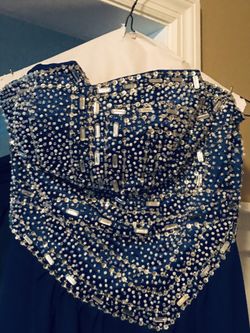 Long royal blue prom/Homecoming dress with sequins