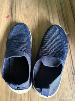 Navy Blue Knit Slip-On Sneakers