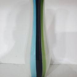 Tall Hand-blown Ribbon Decorative Vase Art