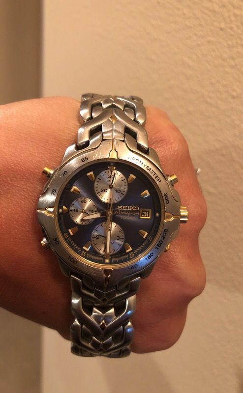Seiko Men's Chronograph Watch-Date Window-Stainless Steel-Blue Dial-7T32- 6N50 for Sale in Bothell, WA - OfferUp