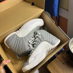 Grey and white Jordan 12