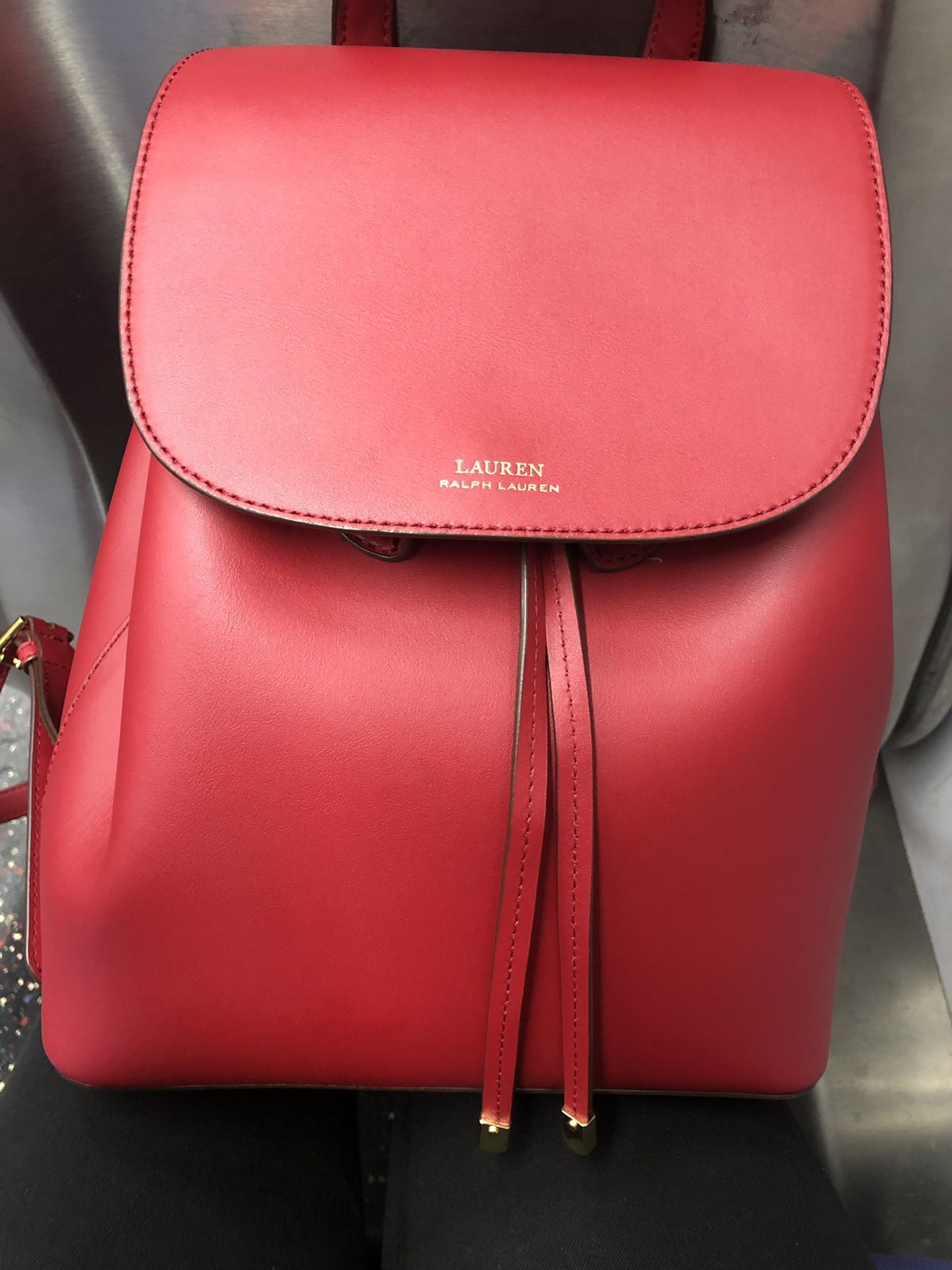 Ralph Lauren red leather backpack