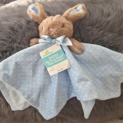 My First Easter Bunny And Blue Polka Dot Baby Blanket