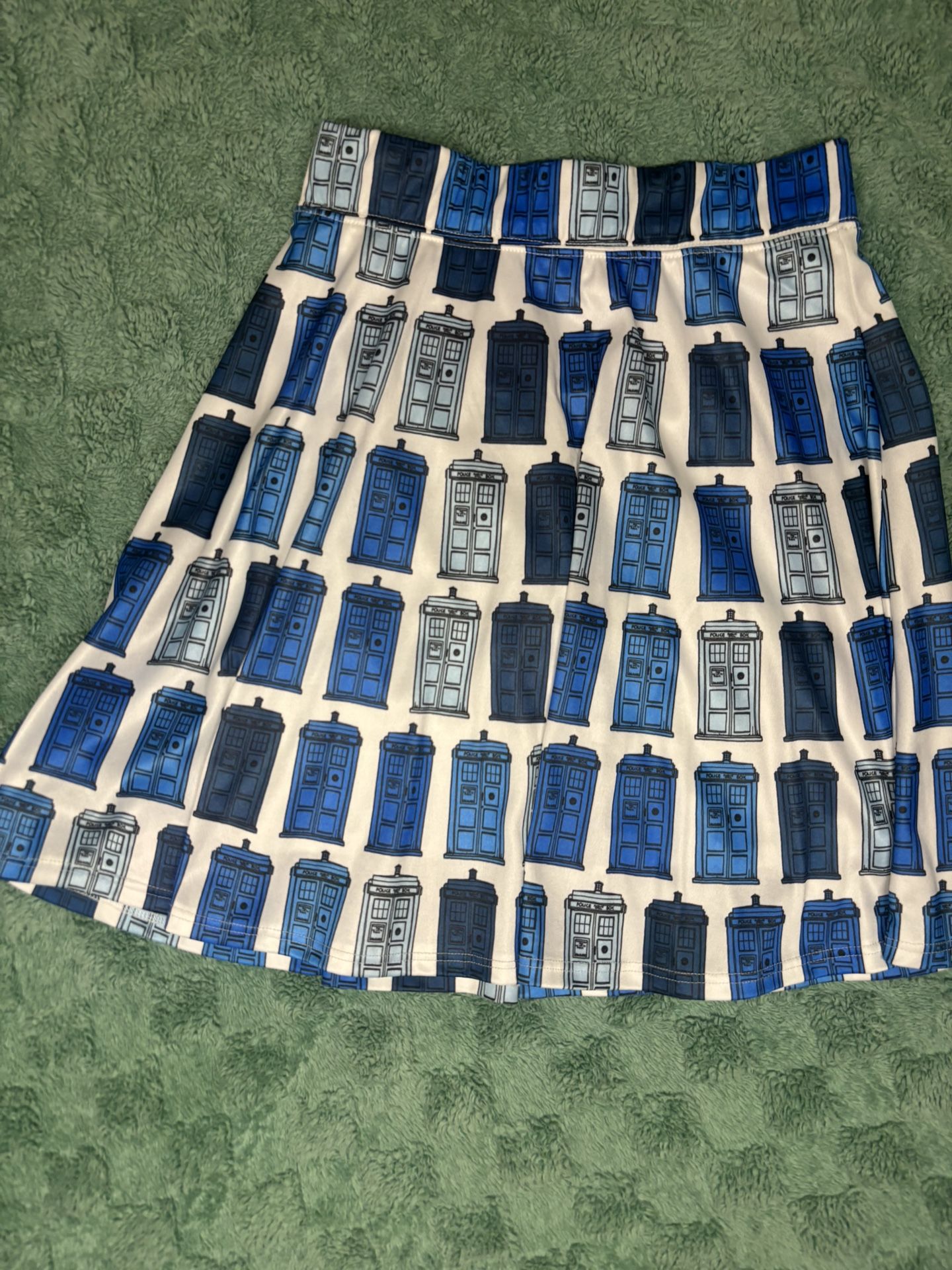 Doctor Who TARDIS Skater Skirt – Blue/White – Cute Fandom Print