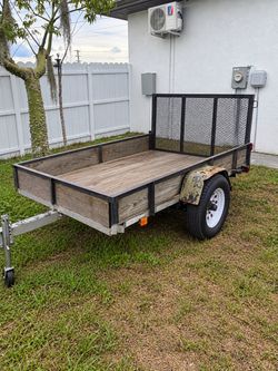 Single Axle Utility Trailer with Wood Deck