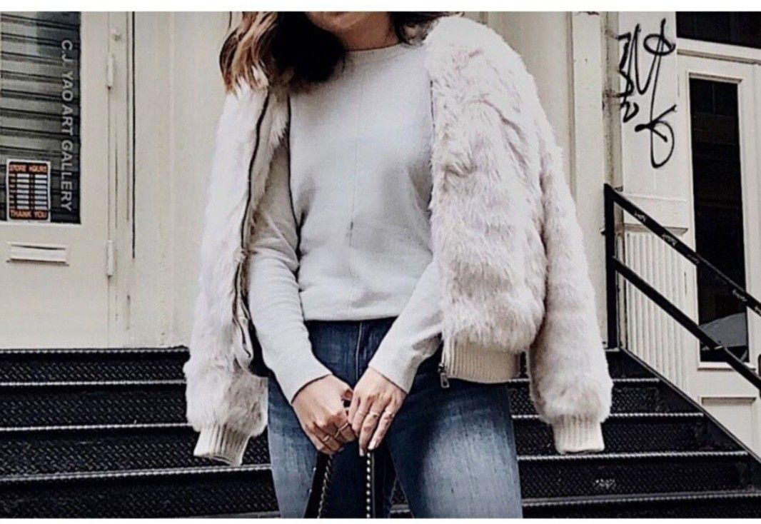 Womens Large Faux Fur Coat Banana Republic