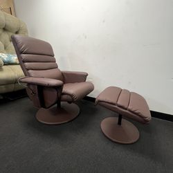 Leather Recliner Chair with Ottoman Swivel Base for Living Room Office 7902
