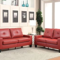 Platinum II Red PU Sofa & Loveseat

