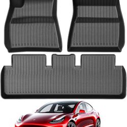 Floor Mats for Tesla Model 3 Front Real Row Floor Liners Model 3 2020-2023 All Weather Mat Waterproof Non Slip TPE Tesla Model 3 Car Floot Mats (Model