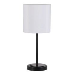 White Table Night Light Lamp with Black Metal Stand and USB Port