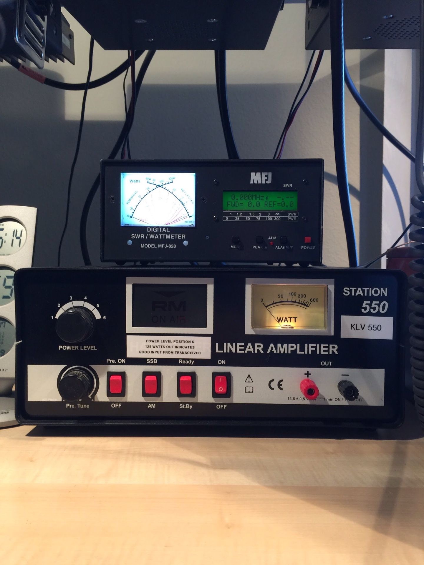 RM KLV550 amplifier 300W AM, 600W SSB - $250.00 MFJ828 Digital cross needle watt meter/swr with frequency readout. - $100.00 For CB or amateur radios.