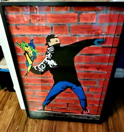 Hand painted acrylic custom framed 24 x 36