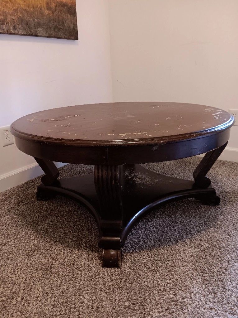 Big Round Oak Coffee Table