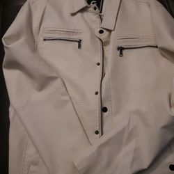 All White Men's Medium Leather jacket 