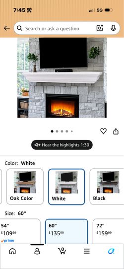 60” fireplace mantle