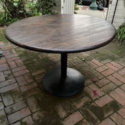 42 Inch Stained Butcher Block Table With Commercial Cast iron Base