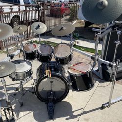 Black Pearl 6 Piece Drum Set With Full Drum Rack System 