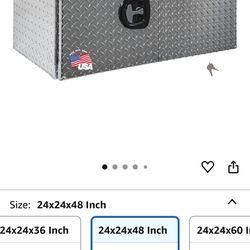 Aluminum underbody truck toolbox with barn door, 24 x 24 x 48