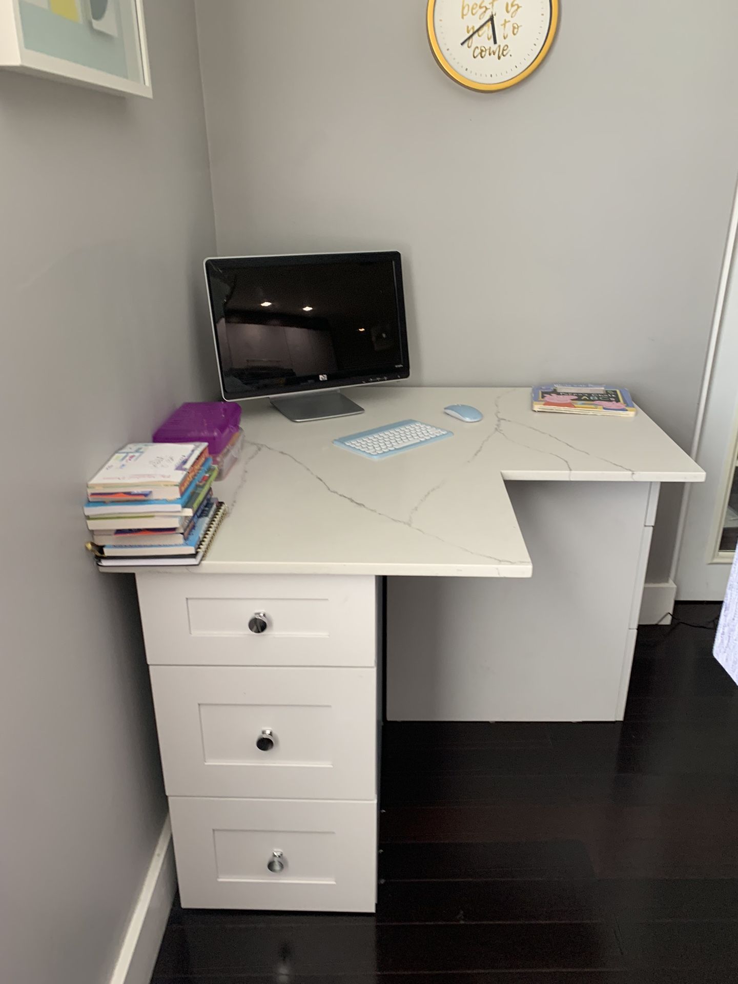 Corner White Desk