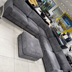 “L” Shape Sectional With Ottoman 🔥 Take It Home With Only $50 Down 