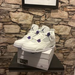Jordan four metallic white and purple size 12,11,10,9