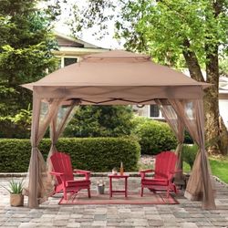 Outdoor Steel Patio Backyard Portable Pop Up Gazebo with Netting - 11x11 - BRAND NEW STILL IN BOX
