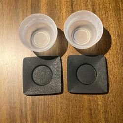 Frosted Glass Teacups with Trivets