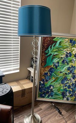Fabulous Floor Lamp with Deep Teal Shade, Chrome Stand, and Layered Crystals