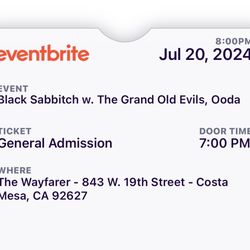 Grand Old Evils & Black Sabbitch Tickets