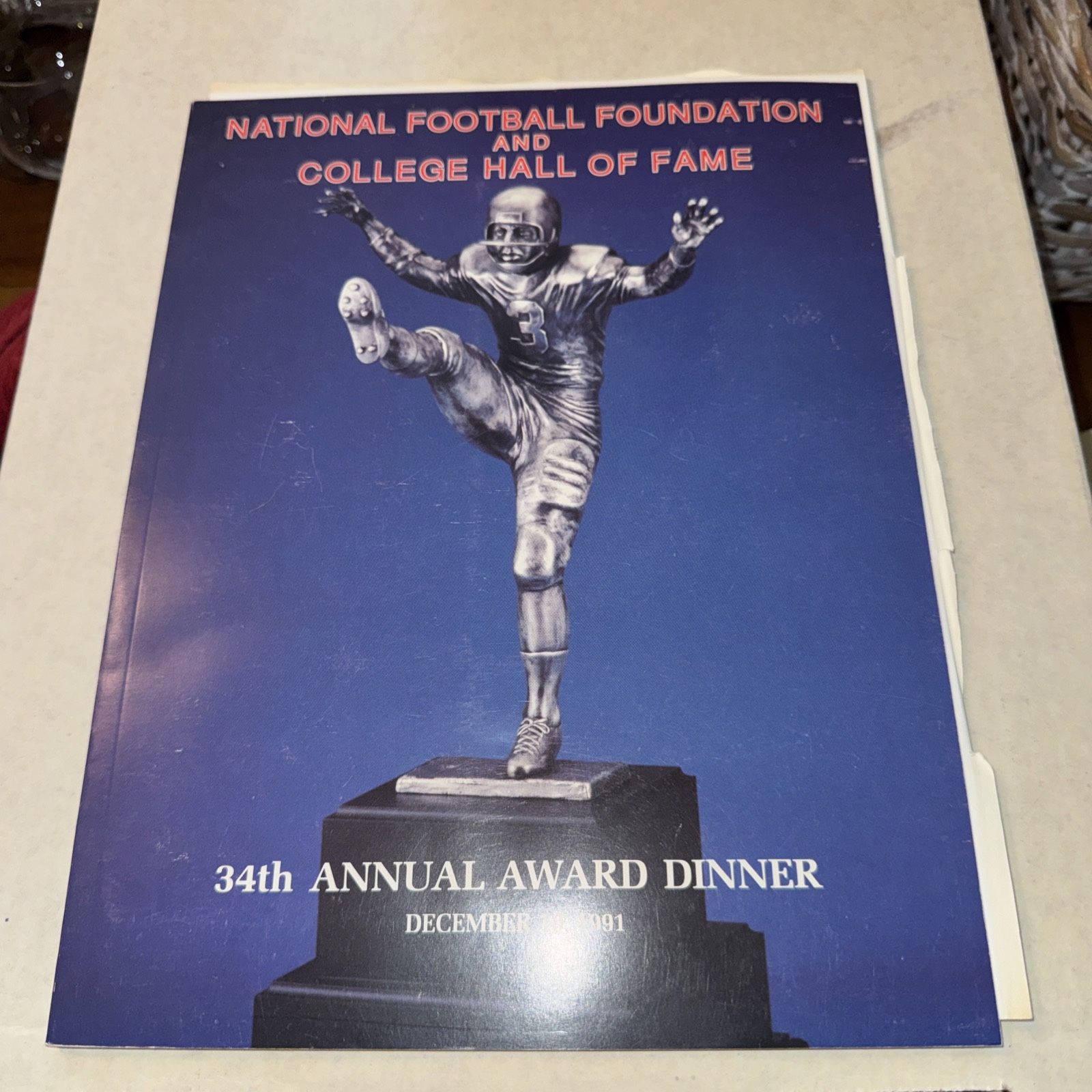 1991 National Football foundation & College Hall Of Fame Awards Dinner Program