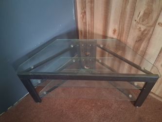 Glass and Dark Wood Coffee Table