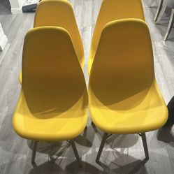 4 Dining Yellow Chairs 