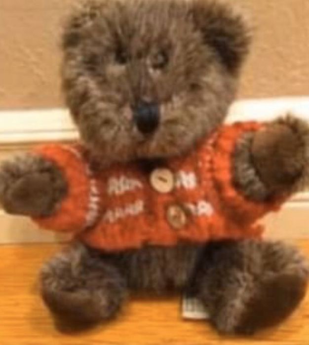 Vintage Hugfun 6” Mini Teddy Bear With Red/White Knit Sweater Buttons