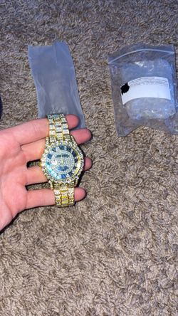Gold and silver rhinestone watch