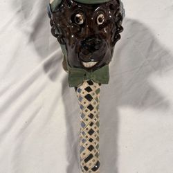 Vintage Hand-Painted Ceramic Music Rattle – Folk Art Clown/Bear Shaker