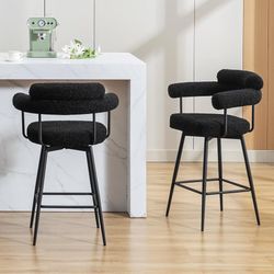 NEW Zesthouse Swivel Counter Height Stools Set of 2, 26" Modern Barrel Barstool