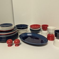 Fiestaware Red White And Blue Set