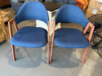 New - Homary Modern Blue Linen Dining Chair With Upholstered, 2 Pieces