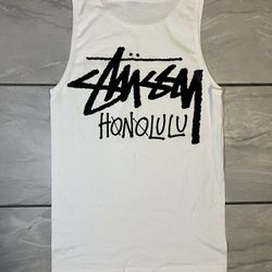 Stussy Honolulu Exclusive White Tank Top Men’s Sz Small %100 Authentic New
