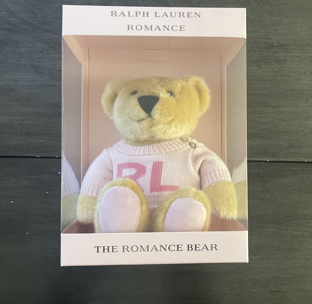 Ralph Lauren Romance Teddy Bear in Pink Sweater Plush Stuffed Animal New NIB